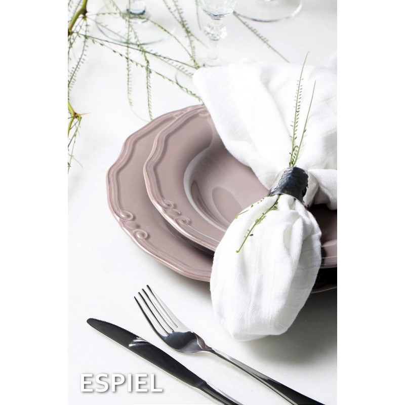 Tiffany πιάτο φαγητού ρηχό σε καφέ χρώμα σετ των έξι τεμαχίων 27 εκ