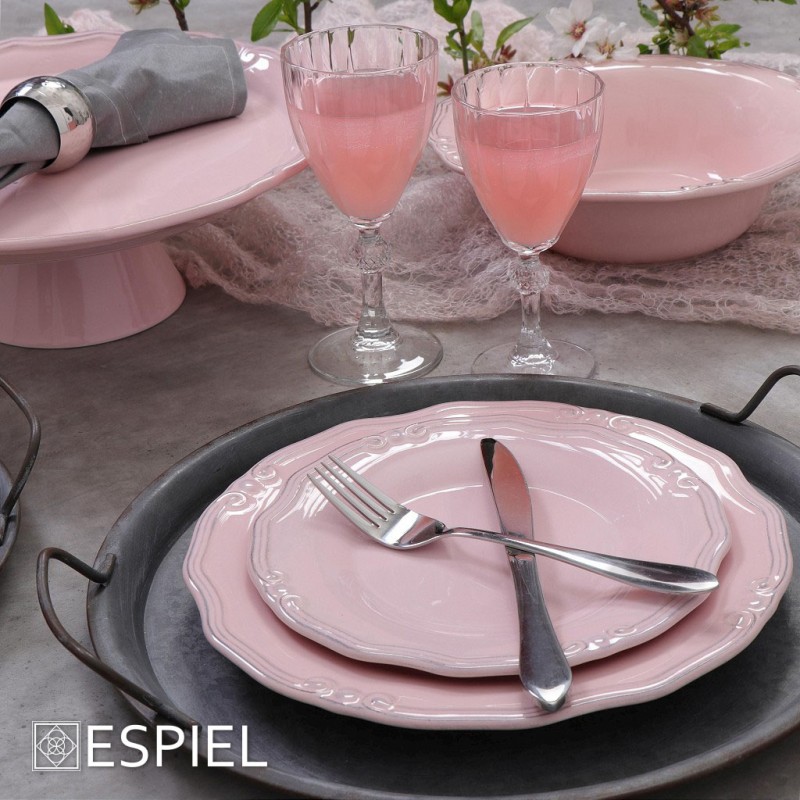 Tiffany κεραμικό βαθύ πιάτο σε ροζ χρώμα σετ των έξι τεμαχίων 24x3 εκ