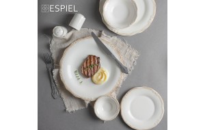 Tiffany κεραμικό ρηχό πιάτο φρούτου σε κρεμ απόχρωση σετ έξι τεμαχίων 20 εκ