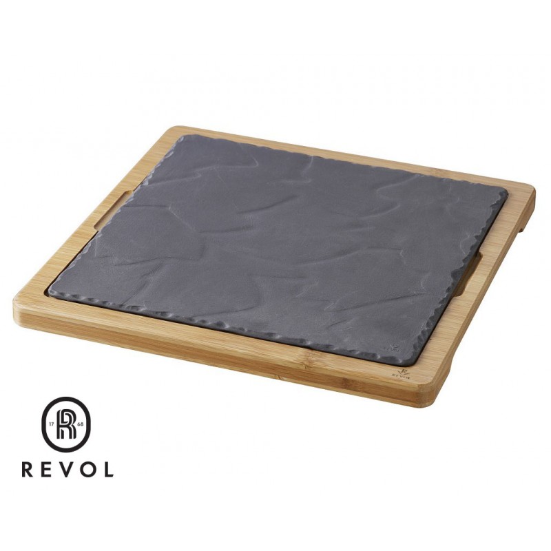 Revol Basalt τετράγωνο πιάτο γκρι από πορσελάνη σετ έξι τεμάχια 25 εκ