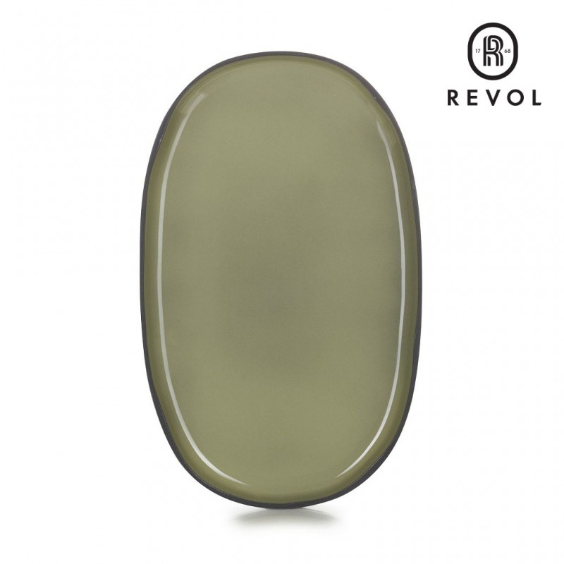 Revol Caractere πράσινης απόχρωσης πιάτο οβάλ σετ τέσσερα τεμάχια 35.5x21.8x2.5 εκ