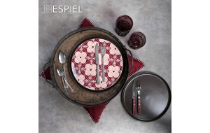 Décor ρηχό πιάτο φαγητού σε κόκκινο χρώμα σετ των έξι τεμαχίων 26 εκ
