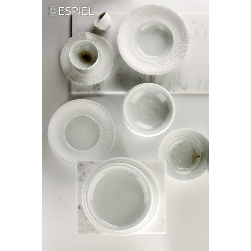 Zen Sun βαθύ πιάτο από πορσελάνη με γκρι επιφάνεια σετ τεσσάρων τεμαχίων 26 εκ