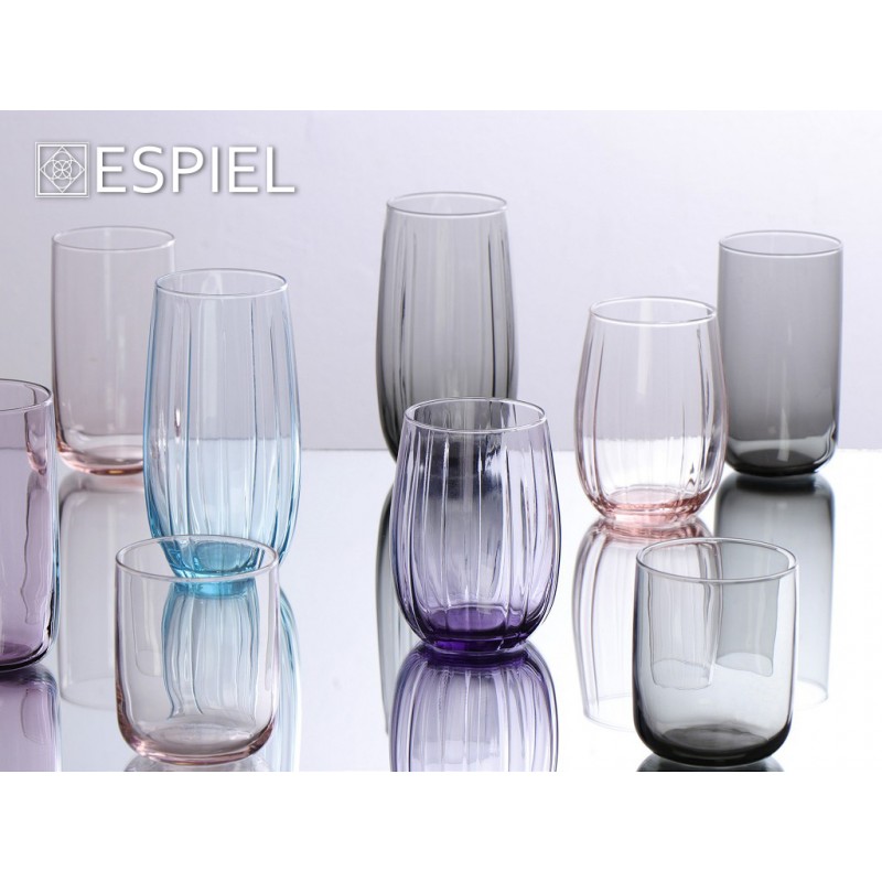 Iconic γυάλινο ποτήρι νερού ή ποτού σε ανθρακί χρώμα σετ των έξι τεμαχίων 7x13 εκ