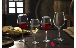 Amber ποτήρι κρασιού γυάλινο διάφανο σετ τριών τεμαχίων 7.8x18.8 εκ