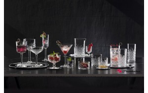 Timeless σκαλιστό ποτήρι γυάλινο διάφανο κολωνάτο για κρασί σετ δώδεκα τεμαχίων 9x15 εκ