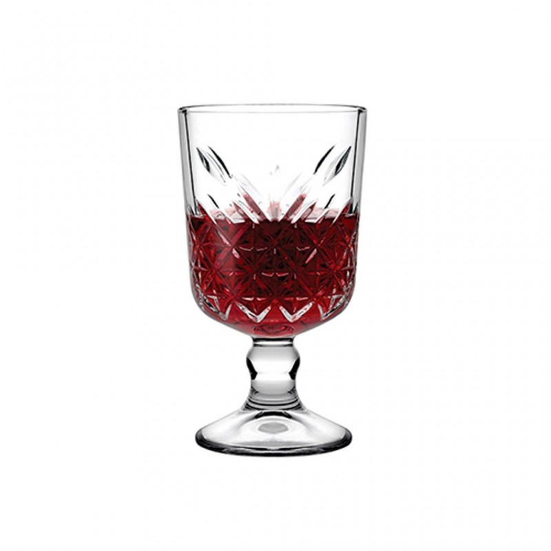 Timeless σκαλιστό ποτήρι γυάλινο διάφανο κολωνάτο για κρασί σετ δώδεκα τεμαχίων 9x15 εκ