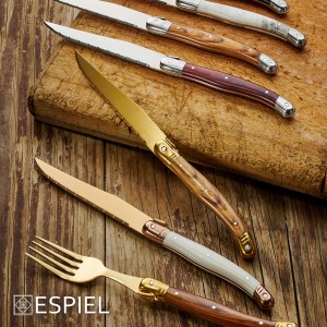 Antique cut μαχαίρι steak επίχρυσο με ξύλινη λαβή σετ των δώδεκα τεμαχίων 23 εκ