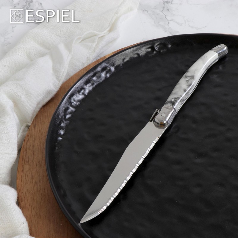 Antique cut μαχαίρι steak ανοξείδωτο με λευκή λαβή σετ των δώδεκα τεμαχίων 23 εκ