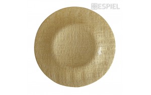 Γυάλινο πιάτο παρουσίασης στρογγυλό σε χρυσό χρώμα σετ τεσσάρων τεμαχίων 33 εκ