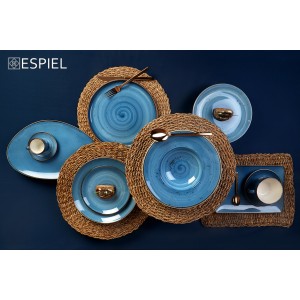 Terra πιάτο ρηχό φαγητού μπλε σετ έξι τεμαχίων 26 εκ