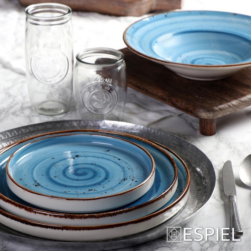 Terra Blue πιάτο ρηχό φαγητού μπλε σετ έξι τεμαχίων 26 εκ