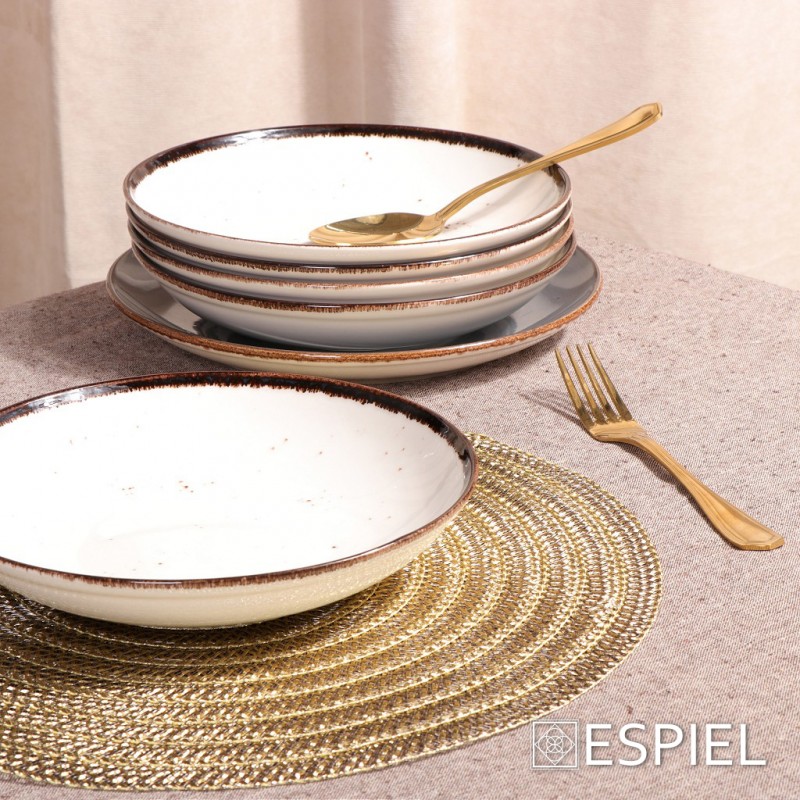 Πορσελάνινο πιάτο για spaghetti Terra Grey σε γκρι χρώμα σετ των έξι τεμαχίων 26 εκ