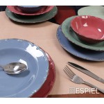 Liana πορσελάνινο πιάτο φαγητού πράσινο με καφέ φινίρισμα σετ έξι τεμαχίων 27 εκ