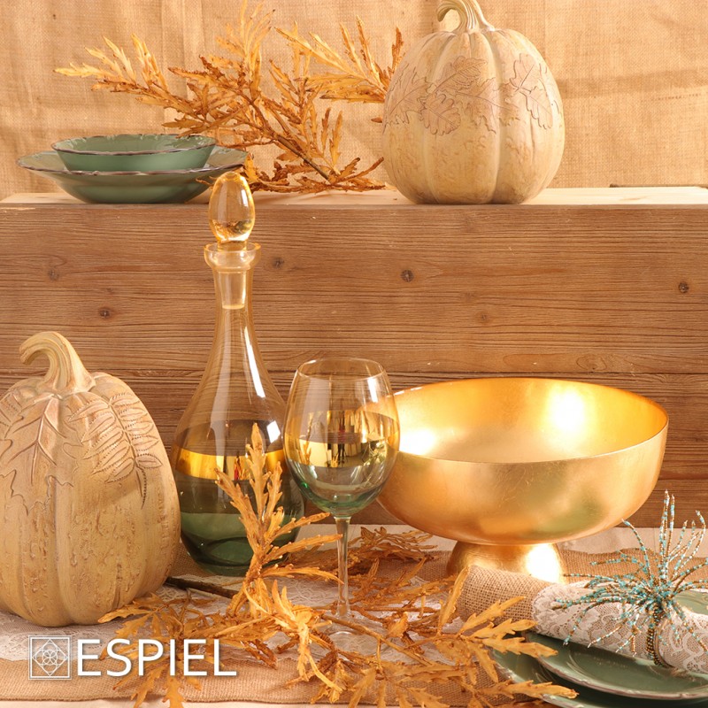 Liana πορσελάνινο πιάτο φαγητού πράσινο με καφέ φινίρισμα σετ έξι τεμαχίων 27 εκ