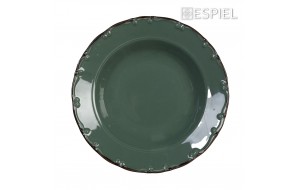 Liana πορσελάνινο πιάτο βαθύ πράσινο με καφέ φινίρισμα σετ έξι τεμαχίων 23x5 εκ