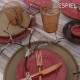 Liana πορσελάνινο πιάτο φαγητού ροζ με καφέ φινίρισμα σετ έξι τεμαχίων 27 εκ