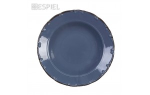 Liana πορσελάνινο πιάτο βαθύ γαλάζιο με καφέ φινίρισμα σετ έξι τεμαχίων 23x5 εκ