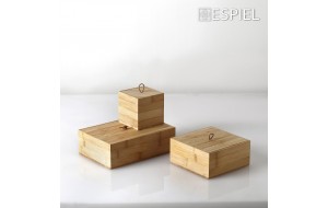 Ξύλινο τετράγωνο κουτί αποθήκευσης με καπάκι bamboo 9x9 εκ