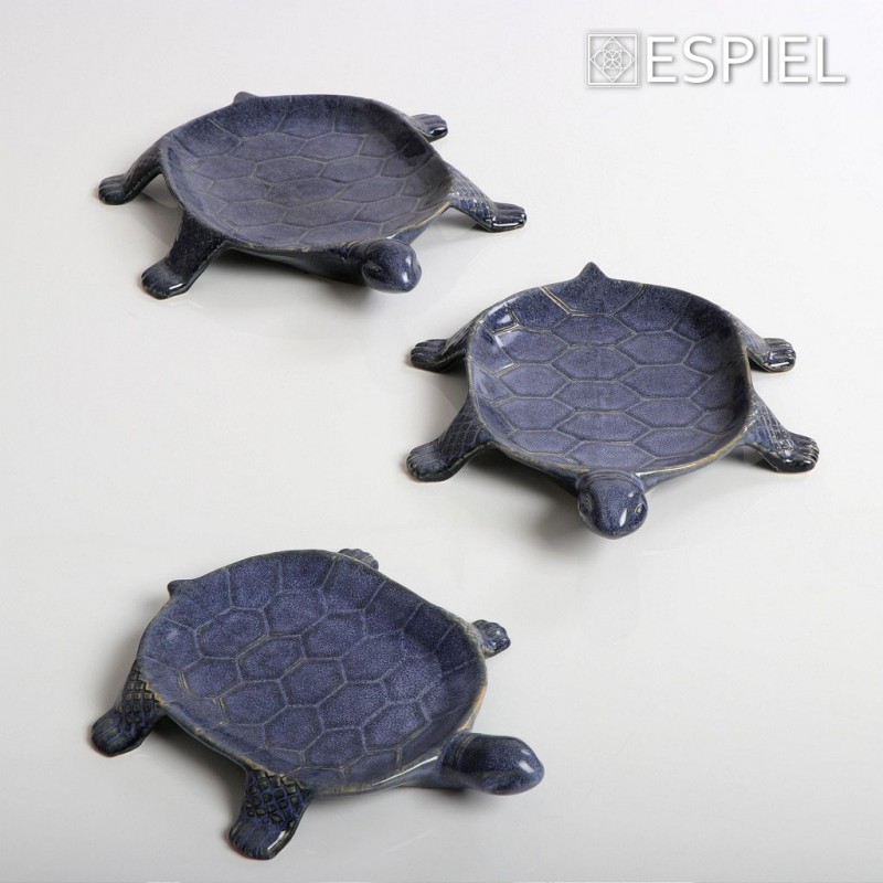 Κεραμικό πιάτο χελώνα σε μπλε χρώμα 34x28x6 εκ
