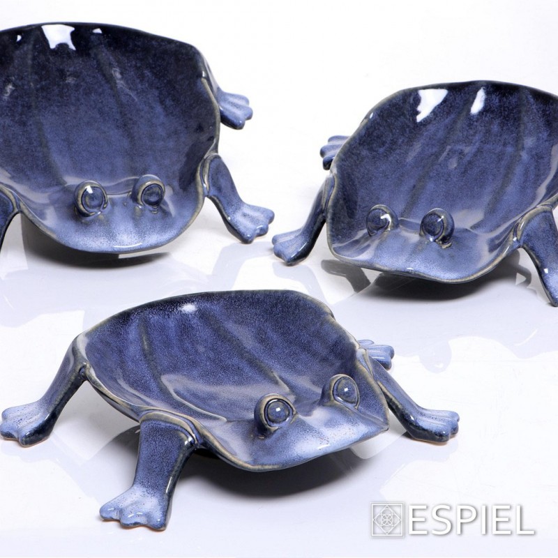 Κεραμικό πιάτο βάτραχος σε μπλε χρώμα 28x27x6 εκ