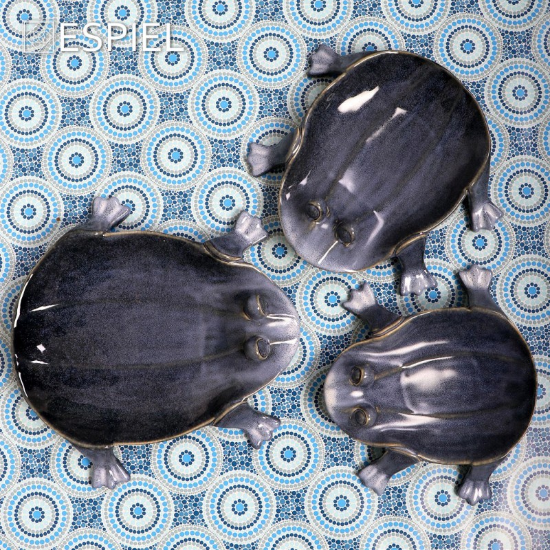 Κεραμικό πιάτο βάτραχος σε μπλε χρώμα 28x27x6 εκ