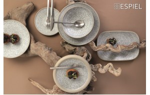 Corsica κεραμικό βαθύ πιάτο σε γκρι απόχρωση με πλαίσιο σε μπεζ χρώμα 22x6 εκ