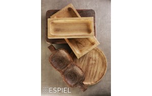 Μπωλ τριών θέσεων για ξηρούς καρπούς από φυσικό ξύλο σε σκούρο καφέ χρώμα 45x13x4 εκ