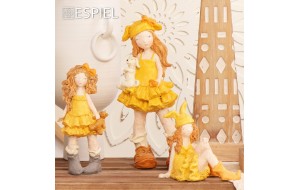 Κοριτσάκι πολυρεζίνης επιτραπέζιο διακοσμητικό σε κίτρινο χρώμα 16x12x33.5 εκ