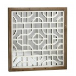 Boho καθρέπτης τετράγωνος με ξύλο σε λευκό και φυσικό χρώμα 64x64 εκ