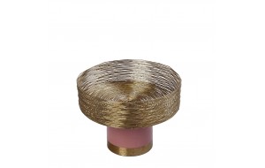 Μπωλ με πόδι στρογγυλό μεταλλικό ροζ με χρυσή απόχρωση 25x20 εκ