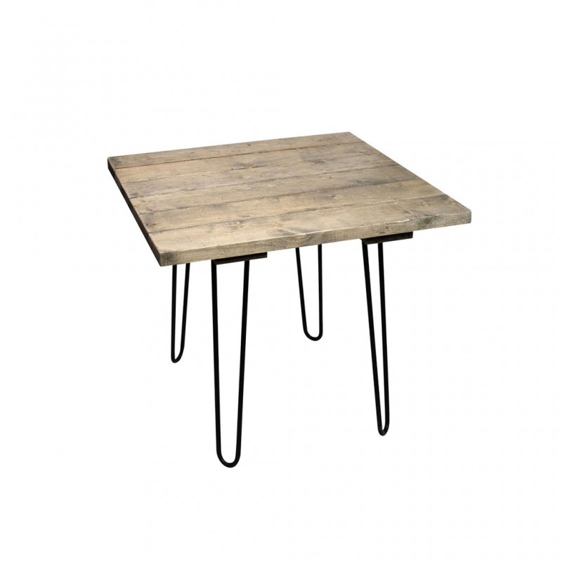 Τραπέζι industrial ξύλινο με μεταλλικά πόδια 85x85x75 εκ