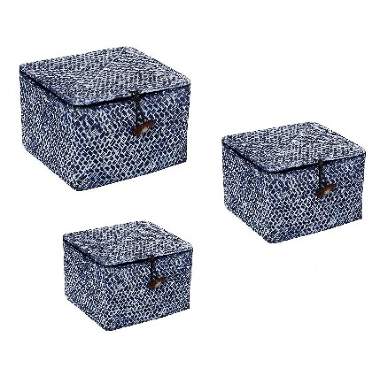 Κουτιά αποθήκευσης σε μπλε χρώμα σετ των τριών τεμαχίων σε διαφορετικά μεγέθη