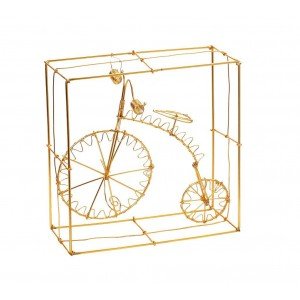 Διακοσμητικό χειροποίητο συρμάτινο ποδήλατο σε χρυσή απόχρωση 21 εκ