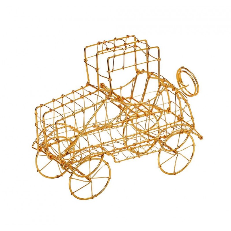 Επιτραπέζιο διακοσμητικό αυτοκίνητο από σύρμα σε χρυσό χρώμα 19x9x15 εκ