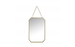 Μεταλλικός καθρέπτης τοίχου με ορθογώνιο σχήμα σε χρυσό χρώμα 18x27 εκ