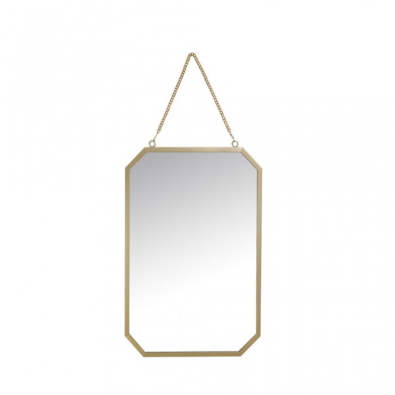 Μεταλλικός καθρέπτης τοίχου με ορθογώνιο σχήμα σε χρυσό χρώμα 18x27 εκ