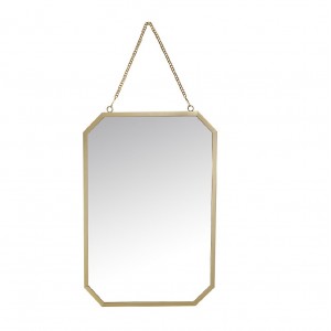 Μεταλλικός καθρέπτης τοίχου με ορθογώνιο σχήμα σε χρυσό χρώμα 24.5x35.5 εκ