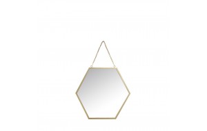 Μεταλλικός καθρέπτης τοίχου με εξάγωνο σχήμα σε χρυσό χρώμα 25x28.5 εκ