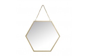 Μεταλλικός καθρέπτης τοίχου με εξάγωνο σχήμα σε χρυσό χρώμα 30.5x34.5 εκ