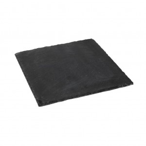 Τετράγωνο πέτρινο πλατώ σερβιρίσματος από φυσική πέτρα SLATE σε μαύρη απόχρωση 30x30 εκ