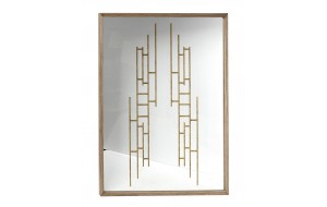 Επιτοίχιος καθρέπτης με χρυσά σχέδια στο εσωτερικό του 60x3x70 εκ