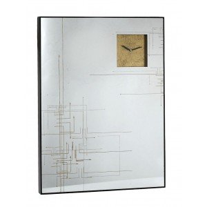 Καθρέπτης με ρολόι και σχέδια σε χρυσή απόχρωση 80x5x60 εκ