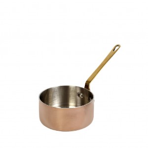 Shiny Copper κατσαρολάκι παρουσίασης από ανοξείδωτο ατσάλι σε χάλκινη απόχρωση με χρυσή λαβή 10x5 εκ
