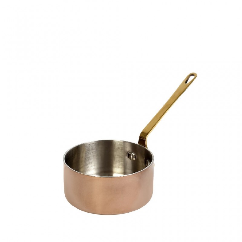 Shiny Copper κατσαρολάκι παρουσίασης από ανοξείδωτο ατσάλι σε χάλκινη απόχρωση με χρυσή λαβή 10x5 εκ