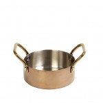 Shiny Copper κατσαρολάκι παρουσίασης από ανοξείδωτο ατσάλι σε χάλκινη απόχρωση με χρυσές λαβές 12x5 εκ