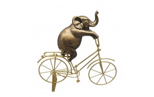 Διακοσμητική φιγούρα με ελέφαντα και ποδήλατο σε χρυσή απόχρωση 26x6x23 εκ