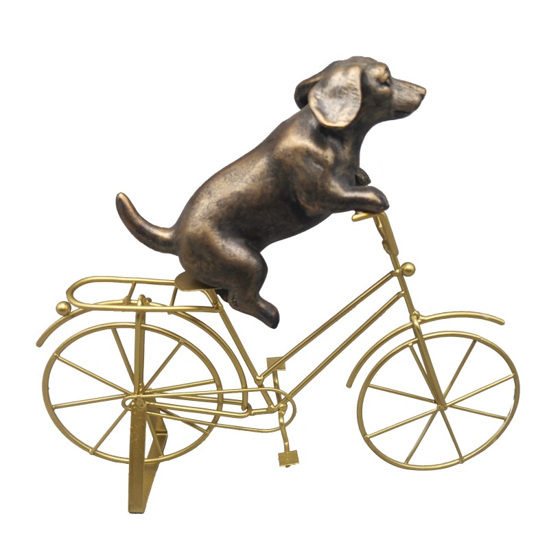 Επιτραπέζιο διακοσμητικό φιγούρα σκύλου με ποδήλατο σε χρυσή απόχρωση