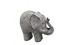 Φιγούρα ελέφαντας σε μαύρο και λευκό χρώμα 21x25x10 εκ