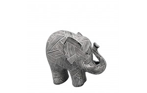 Διακοσμητική φιγούρα ελέφαντα σε λευκό και μαύρο χρώμα 19x22x9 εκ
